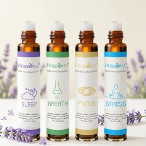 HERBROMAS Stress & Sleep Roll On Oils – Calm Mind Fast, Relax & Fall Asleep Easier, Lavender Peppermint Aromatherapy Roller, Pre-Diluted Essential Oils for Anxiety Relief, Night Routine, Travel Size 4 Pack tiktokshopspringglowup