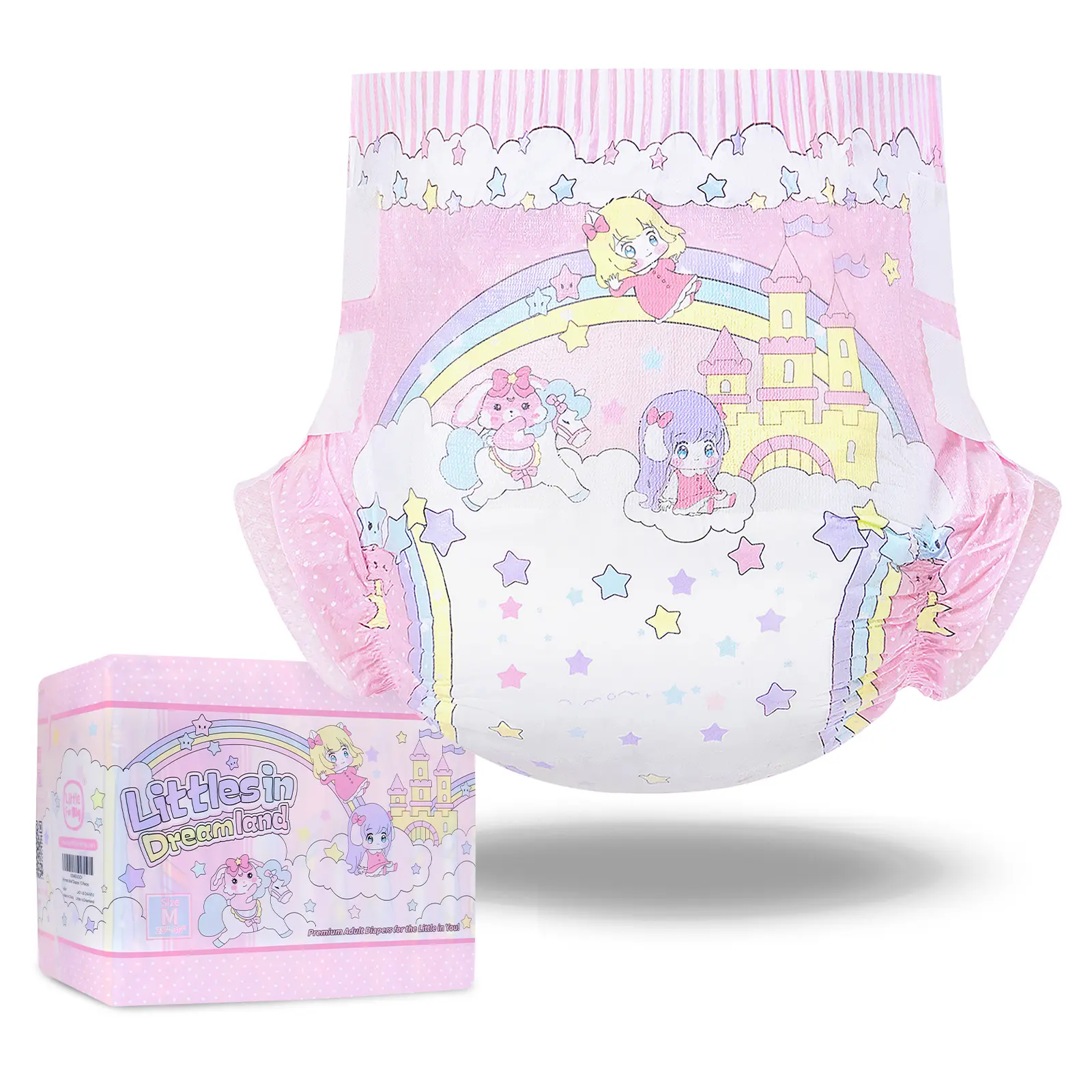 LITTLEFORBIG Fairy Littles Adult Diaper, Ultra Absorbent 7000 mL, Cloth Back with Adjustable Hook and Loop Closure, 10-Piece Pack