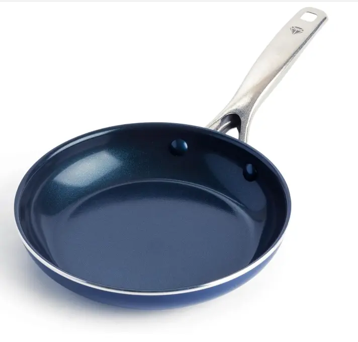 Blue Diamond 8" Nonstick Frying Pan Skillet, Diamond Infused PFAS-Free Ceramic, Dishwasher & Oven Safe, Stainless Steel Handle, Durable Non Toxic Metal Utensil Safe, Egg & Omelet Pan, Blue