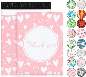 100 Pack Poly Mailers, 10X13 Envelopes Plastic Custom Mailing Shipping Bags, Poly Mailer Envelope With Self Seal Adhesive Strip - Waterproof & Tear-Proof Plastic - Pink Heart