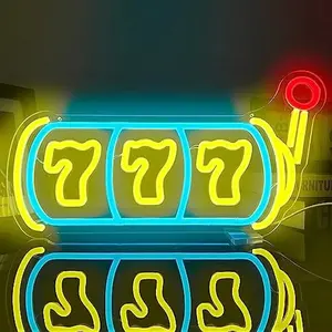 Lucky 777 Neon Light Sign - Angel Number LED Wall Decor - Adjustable for Bedroom & Game Room, Perfect Party Accent Gift ,5V USB adjustable switch / No power supply included / Gift box packaging