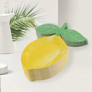 Lemon-Shaped Paper Plates, Disposable Dessert Plates, Disposable Dinner Plates, Bridal Shower & Party Supplies, Floral Design for Spring Birthdays, Weddings