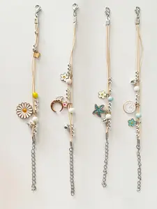 Valentine's Day 4-Piece Cute Vintage Beaded Ceramic Bracelet Set, Adjustable Beaded Design Fashion Jewelry for Teen Girls, Perfect Gift for Friends and Family, Stackable Bracelets