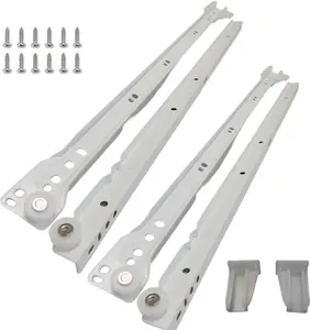 Collinets 22 In Euro Drawer Slides, Pack of 2, 75lbs Capacity Cold Rolled Steel with Powder Coating, Fits Face-Frame & Frameless Cabinets, Double Stops, Includes Brackets & Screws
