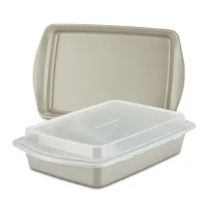 3-Piece Nonstick Steel Bakeware Set, Multipurpose Bakeware Kit with Covered Cake Pan and Baking Sheet, Nonstick Baking Tool for Kitchen Use