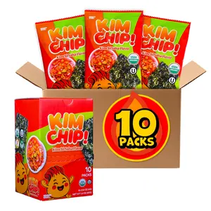 KIMCHIP (10-Pack) Spicy Kimchi Salsa Seaweed Snack – organic, vegan, gluten-free, low-calorie nori chips