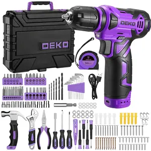 DEKO 151-Piece Power Tool Set, Includes 12V Cordless Drill, Tape Measure, Hammer Set And Precision Tools | Suitable For Garden, DIY, Home Projects, Outdoor Repairs, Woodworking, Bicycle, School And Furniture Renovation