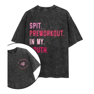 Spit Preworkout In My Mouth Vintage Washed Graphic T-Shirt, 3XL 4XL 5XL Retro Tee, Gym Shirt, Gym Vintage Wash T-Shirt Cotton Menswear