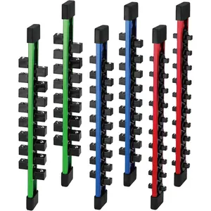 6- Socket Organizer Storage Set, 1/4-Inch, 3/8-Inch, 1/2-Inch Double Sided  Alloy Socket Holder Rail, Drive Socket Trays Holds 108 Sockets, 360? Swivel Clip Socket Holder Kit for Tool Box