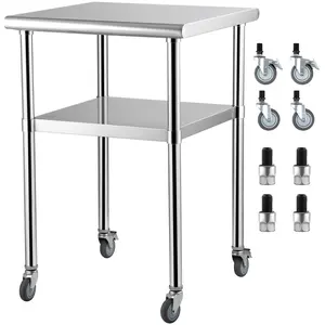 Stainless Steel Prep Table, 24 X 24 X 36 Inch, 600 Lbs Load Capacity, Heavy Duty Metal Worktable With Adjustable Undershelf And Universal Wheels, Commercial Kitchen, Garage, And Workshop Utility Station For Efficient Food Prep
