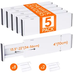 Lifewit Drawer Dividers 13.5"-22" Adjustable Organizer with Inserts for Clothes/Makeup, Plastic Expandable Design for Dresser/Bedroom/Bathroom/Kitchen/Office