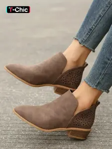 Women's Fashionable Hollow Out Design Ankle Boots, Casual Comfortable Pointed Toe Boots for Daily Wear, All Match Boots for Women & Girls, Walking Shoes, Pointed Toes Boots