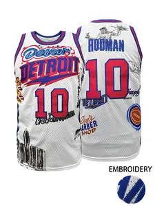 Men's Detroit #10 Basketball Jersey, Embroidered Letter Number Design, Loose Fit Breathable Casual Sports Vest for Men & Women,Stylish Jersey, Sleeveless Jersey