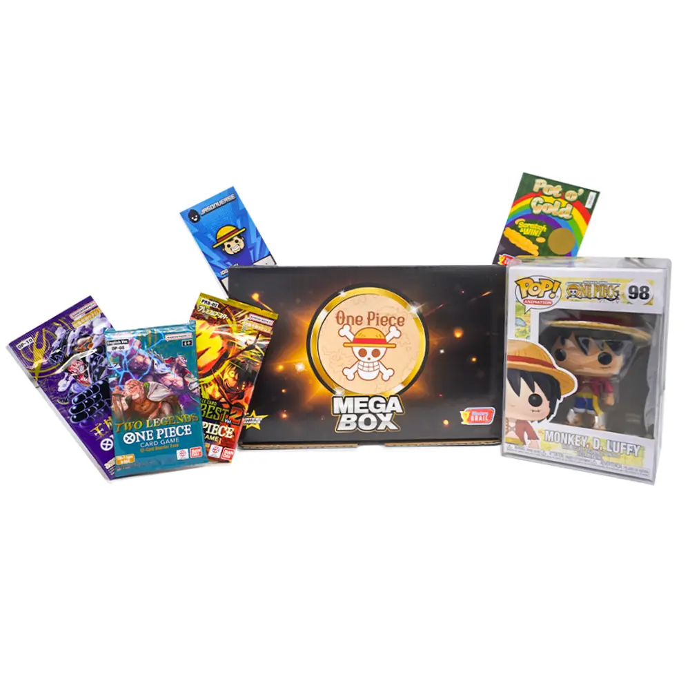 Mystery Grail One Piece Mega Box - Funko Pop, Sealed Booster Packs, Enamel Pin & Bonus Items