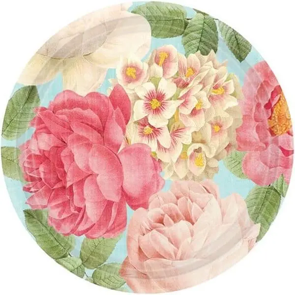 Amscan Blissful Blooms Flowers Dinner Plates - 10.5 in, Pack of 216