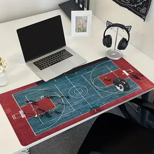 Basketball Court Pattern Mouse Pad, Rectangle Gaming Mouse Pad, Office Desk Keyboard Mat for Home Office Desk