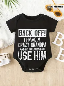 "Back Off! I Have a Crazy Grandpa "Baby Bodysuit | Funny Grandpa Quote Onesie | Newborn & Infant Family Humor Outfit, Girl