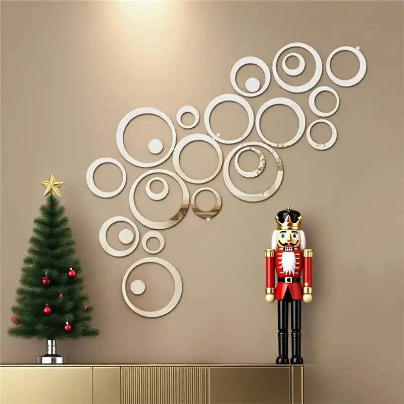 24pcs Multicolor Acrylic Mirror Wall Stickers, DIY Background Home Decor, Easy Install Anti-Fragile Positioning Decals, Party and Holiday Decoration, DIY mirror decoration, decorative wall art