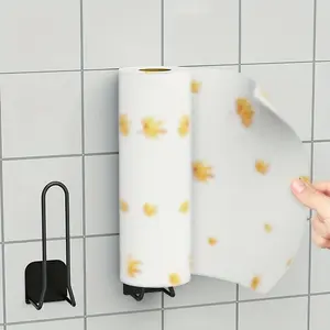 1pc Freestanding toilet paper holder for bathroom with self-adhesive installation and storage shelf