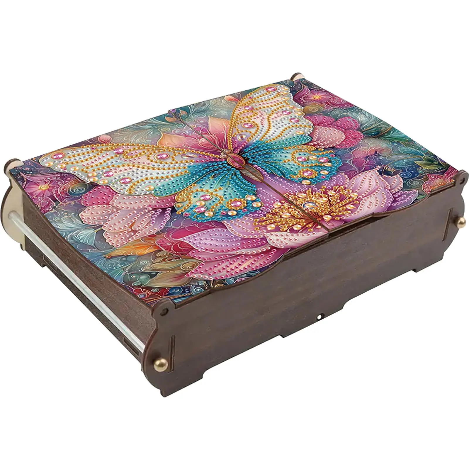 DIY Diamond Art Wooden Box Diamond Painting Wooden Storage Box DIY 5D Craft Jewelry Box for Jewelry & Crafts Organization