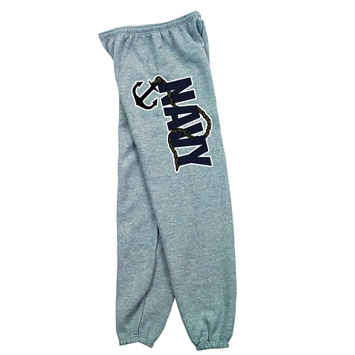 212 MAIN Men's Relaxed Fit Heather Grey Sweat Pants in Cotton Blend with Navy Anchor Logo for Sports & Outdoor