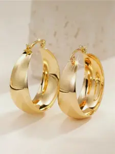 14K Gold Plated Hoop Earrings for Women Hypoallergenic Wide Large Rounded Hoop Earrings with Click-Top Thick Lightweight Earrings Perfect Valentine's Day Gift