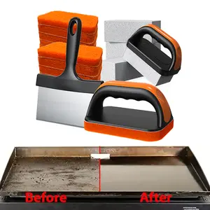 19 in 1 Flat Top Grill Cleaning Kit Tools for Outdoor,Griddle Cleaning Kit for Blackstone Accessories,with Heavy Duty Griddle Scraper, Grill Stones, Scouring Pads & Ergonomic Handles