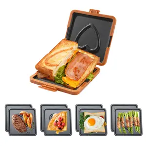 Microwave Sandwich Maker, Heat-Resistant Silicone Rubber Shell, Advanced HeatWave Technology, Non-Stick Plates, Easy to Clean, Makes Sandwiches,Toast, ,Patties,Paninis-AX