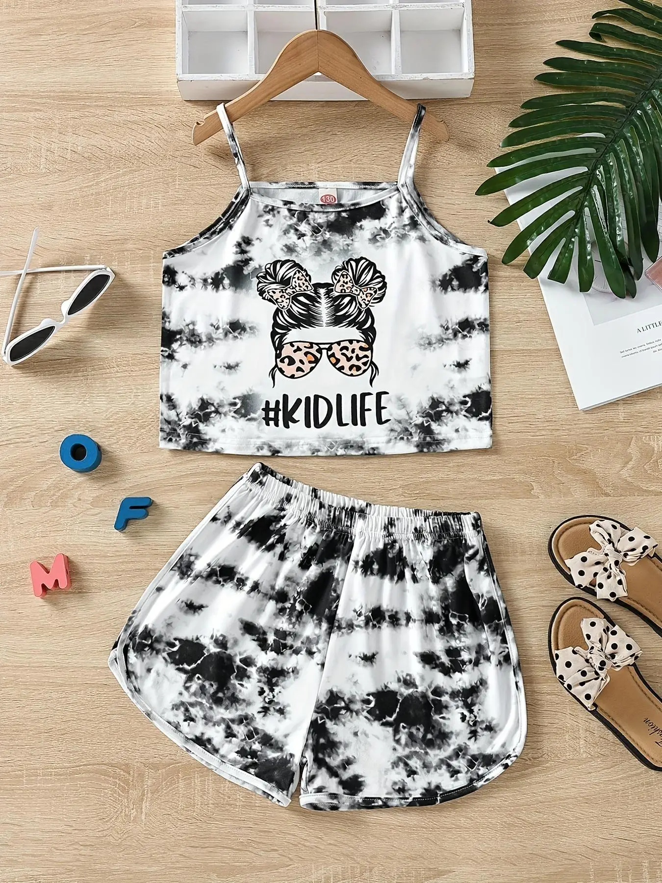 Girl's Tie Dye Print Crop Top & Shorts Two-Piece Set, Casual Fashion Two Piece for Daily Wear, Kids Clothes for Summer