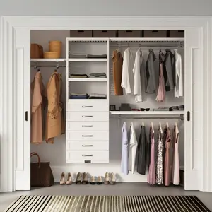 Solid Wood Closet Organizer with 6 Drawers Shaker