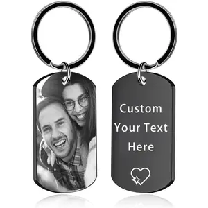 Custom Keychain with Picture - Personalized Photo LOGO Text Customized Key Chain for Boyfriend Dad Men Gifts