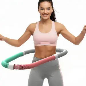 Portable Waist Trainer Weighted Hula Hoop, Exercise Hoop, 3.3lbs Foldable Fitness Ring, Comfortable Design, Ideal for Home & Travel, Weight Loss Equipment