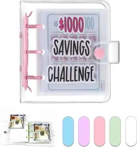 Savings Challenge Binder Mini Savings Challenge Book with Envelopes Reusable Budget Book Cash Planner Saving Money Book(pink-1000)