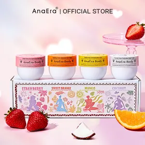 AnaEra Shine Body Cream (Strawberry, Orange, Mango, Coconut) | Niacinamide, Olive Oil, Vitamin B5, Prebiotics | Glow Body Gift Set 50mlx4 | Body Highlighter, Dress Companion | Perfect Gift for Her, Shine for Summer Beach, Party, Music Festival,Summervibes