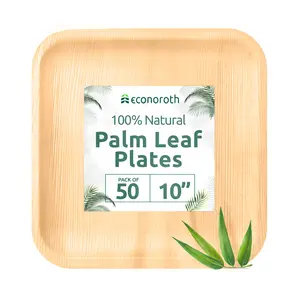 10” Compostable Palm Leaf Plates – 50 Pack Disposable Bamboo Plates Eco-Friendly, Biodegradable Microwave & Oven Safe – Perfect for Parties & Events