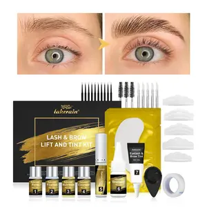 lakerain 1 Set Lash & Brow Lift and Tint Kit At-Home Salon-Quality Lash Curling Set, Includes 5 Silicone Pads & Complete Tools, Long-Lasting Waterproof Results, Easy DIY for Defined Eyes, Ideal for Home Care Styling, Eyebrow Tint