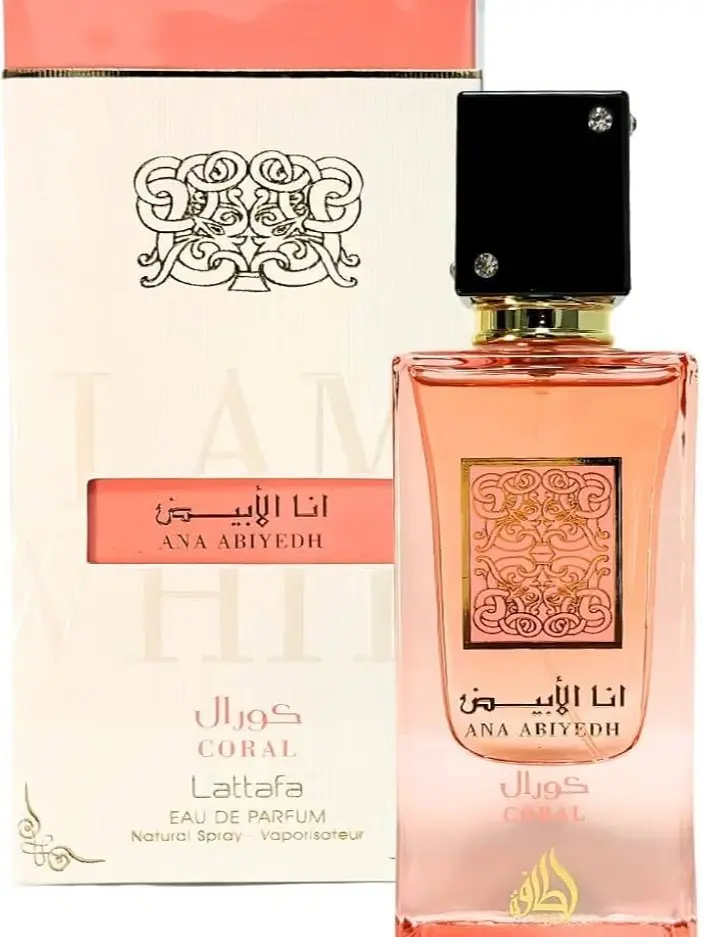 Lattafa Ana Abiyedh Coral Eau de Parfum for Women, Warm Floral Perfume with Coconut and Vanilla Fragrance Notes, 3.4 fl oz, Watermelon, Fragrances, Peach, Musk, Edp Spray Fragrance, Floral Amber Fragrance