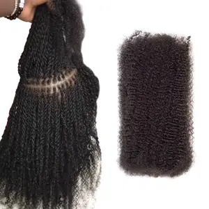IconikStrands 100% Unprocessed Virgin Kinky Curly 4B Pre-Stretched Human Hair Bulk Natural Black 50 Grams Lightweight Extensions for Braids Twists & Dreadlocks