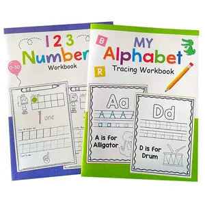 English Alphabet A-Z & Numbers 1-100 Handwriting Practice Book, 32 Pages for Capital & Small Letters, Preschool to Elementary School