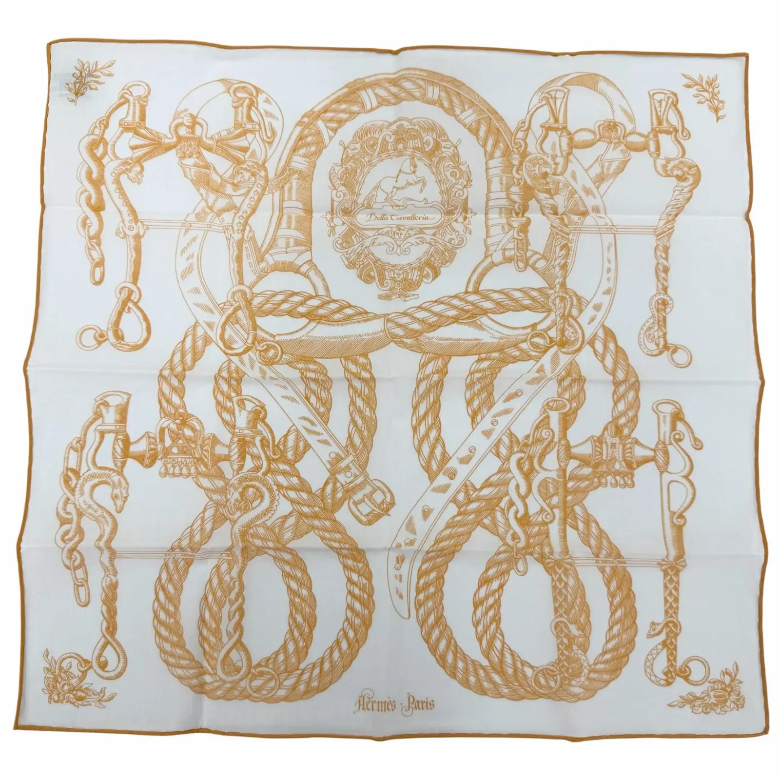 Pre-owned HERMÈS Cotton Small Leather Goods Hermes Della Cavalleria Scarf
