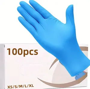 100pcs/pack Disposable Blue Nitrile Kitchen Gloves, Waterproof Dishwashing Gloves, Durable Anti-static Working Gloves, Household Cleaning Gloves, Multifunctional Food Grade Nitrile Gloves, Household Gadgets Comfortable