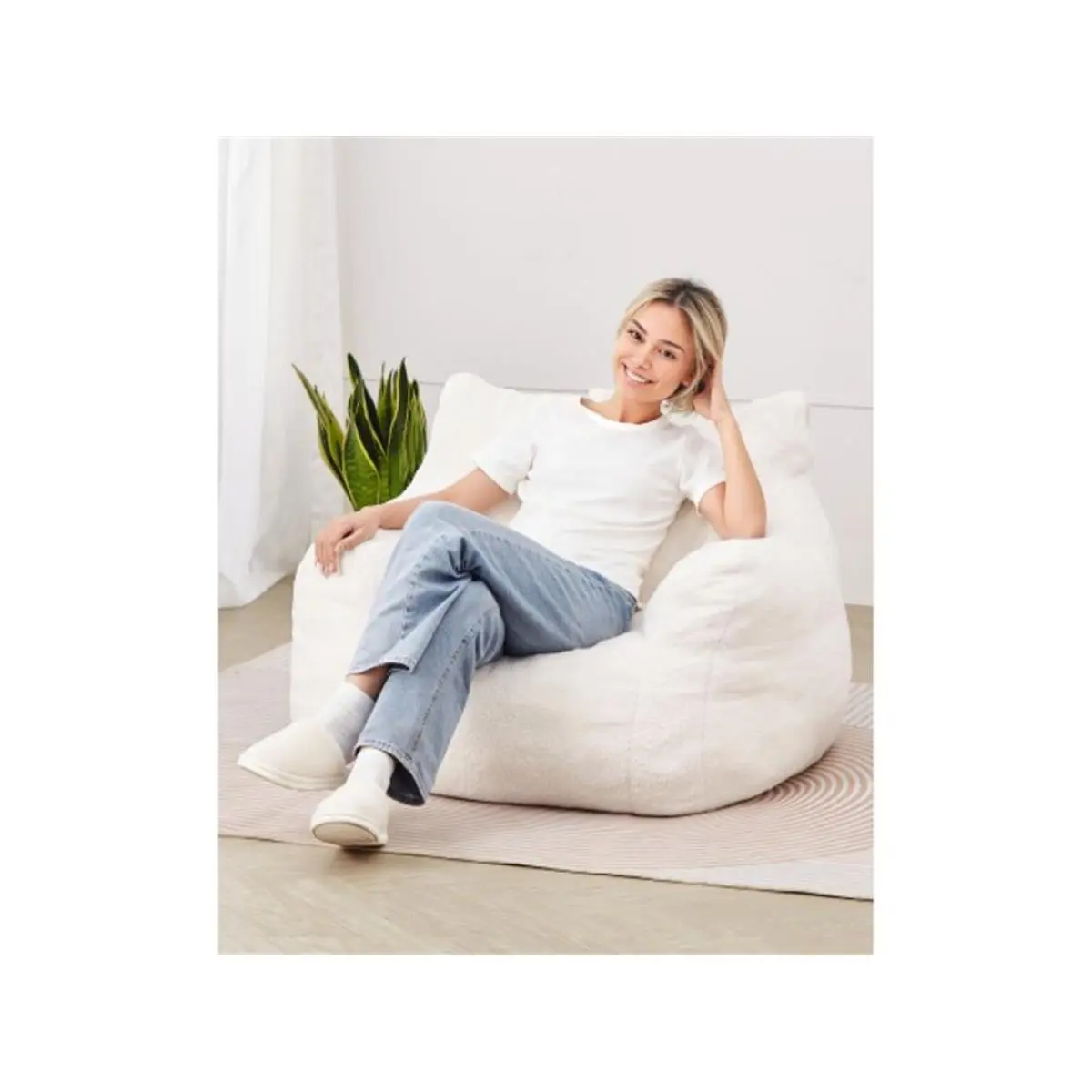 Vevor FSYXDDY3539IH8DQLV0 3 ft. Bean Bag Chair with Soft Armrests & Storage Pocket - White
