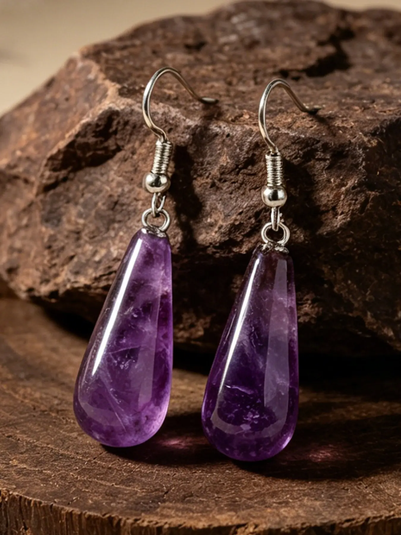 Colorful Natural Stone Teardrop Pendant Earrings, Bohemian Style, Boho Chic Crystal, Daily Wear, Women's Birthday Gift, Crystal Setting, No Choking Hazard, Ear Crystals
