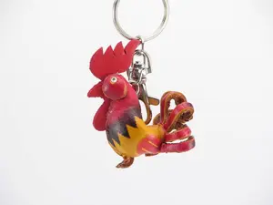 Handmade Leather Rooster Key Chain
