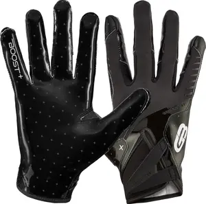 Grip Boost Solid Black Stealth 6.0 Boost Plus Youth Football Gloves