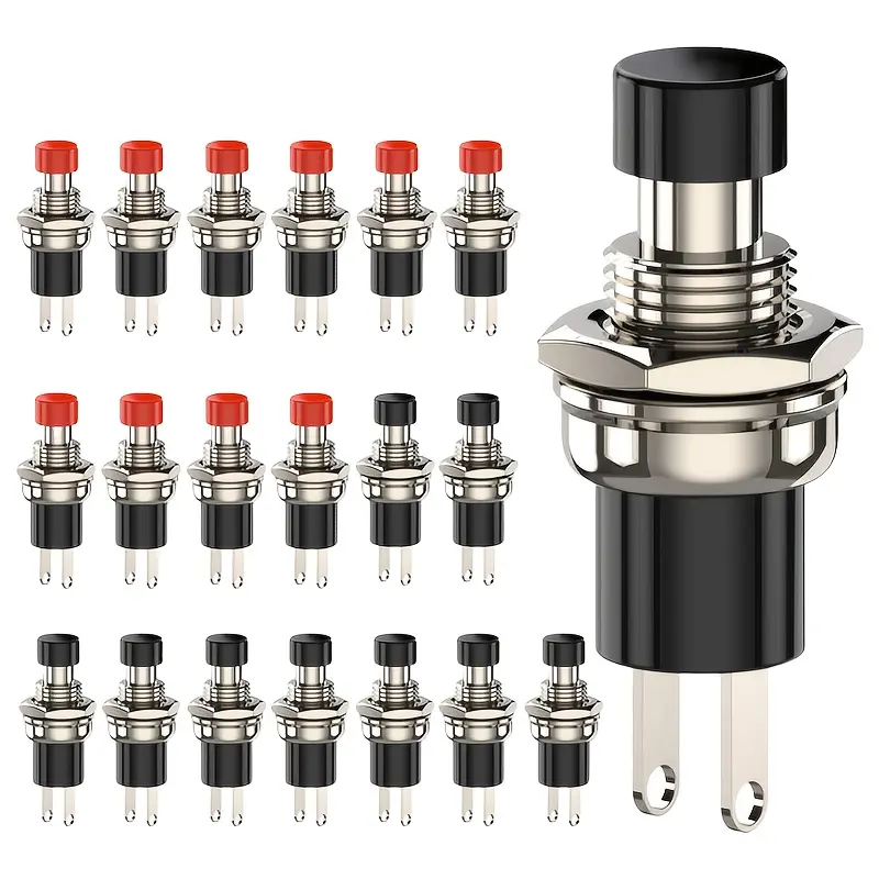 20 Instantaneous Push Button Switches, On Off Switch, On Off Control, Metal Switch, 1a 250vac Spst Mini No Switches, & Housing, Ideal for DIY Projects