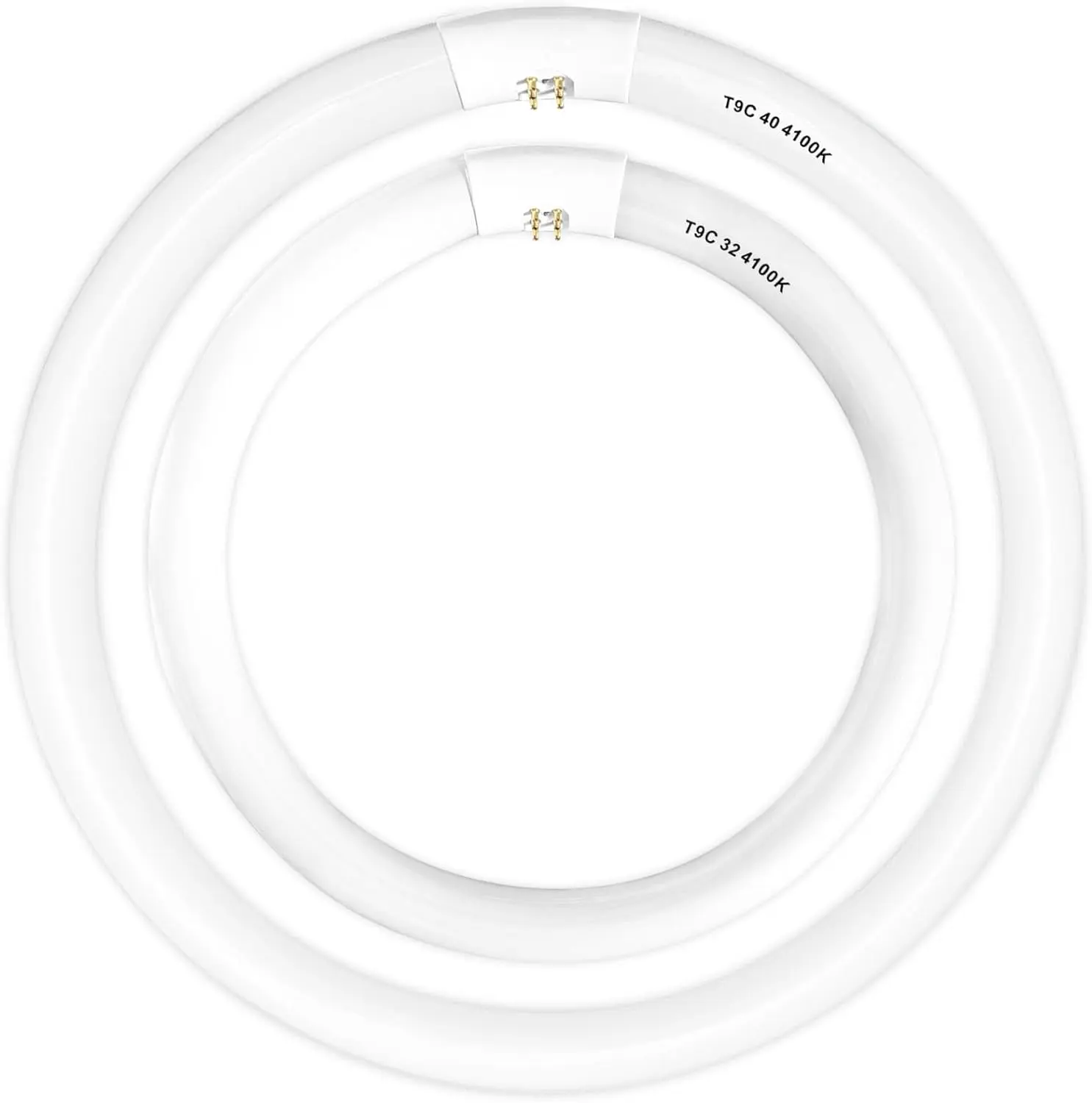 FC16T9/CW 40 Watt and FC12T9/CW 32W Set Cool White, 16'' T9 40 Watt Circline Light Bulbs, 12 inch 32W Circular Fluorescent Tube, Round Fluorescent Bulb CRI 82, 4100K, 5300 Lumen G10q