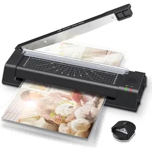 Laminator Machine, 13-Inch Thermal Laminator with Steel Paper , 13 Laminating Pouches, Corner Rounder, Jam Release Button for , Office, School, Teachers, Personal Use, Black