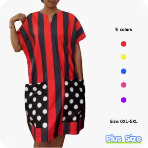 vogue Ys TikTok - Trending Plus - Size Striped Dress | Bold Red - Black & Polka Dot Pockets for Summer Vacays