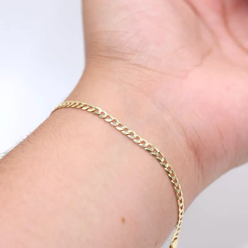 14KT Gold 3.5mm Cuban Bracelet - Solid